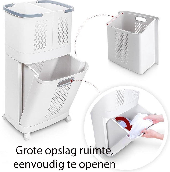 Sens Design Wassorteerder 3 vakken op wieltjes - 60L