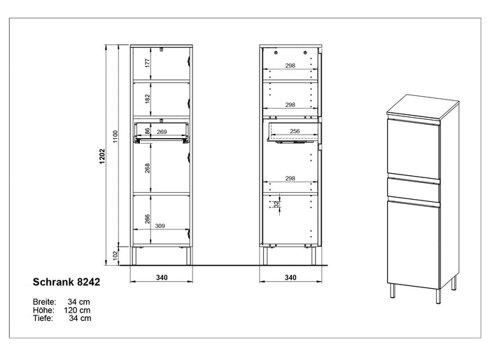 Germania Salinas Badkamerkast Small Grafiet | Eiken