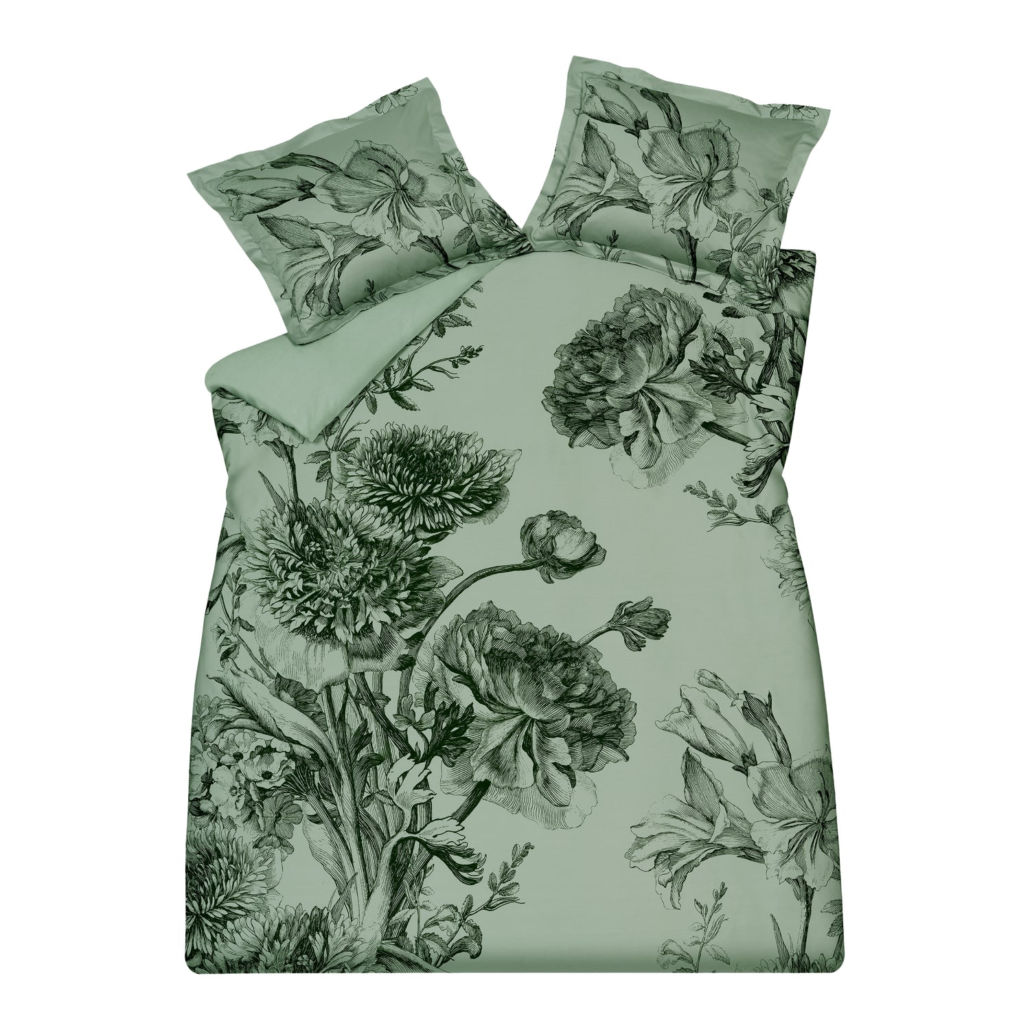 Vandyck Night Bloom Dekbedovertrek 200 x 200/220 cm - Smoke green