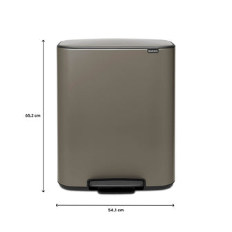 Brabantia Bo Pedaalemmer 2 x 30 L - Platinum