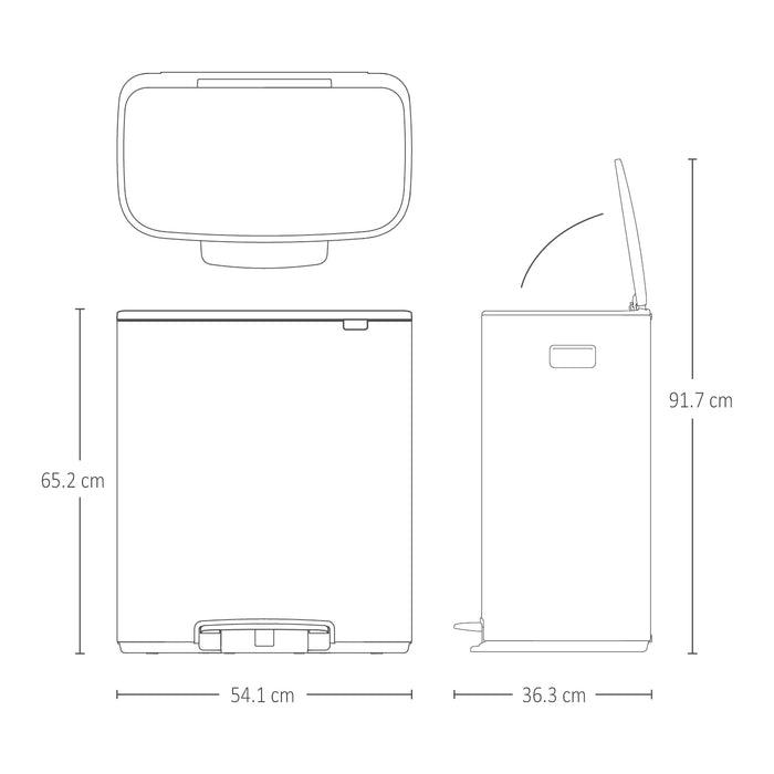 Brabantia Bo Pedaalemmer 60 Liter (2x30 liter) - Matt Steel