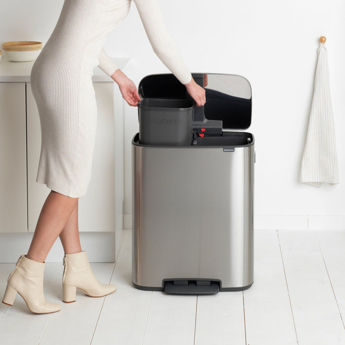 Brabantia Bo Pedaalemmer 60 Liter (2x30 liter) - Matt Steel