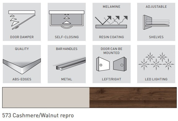 Germania Yonkers Badkamerkast Laag Cashmere|Walnoot