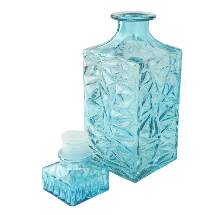 Orange85 Whiskey Karaf 1 Liter Turquoise met Dop 9.5 x 9.5 x 24.5 c...