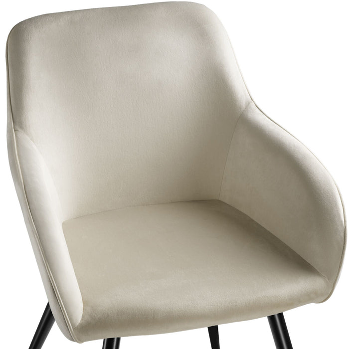 tectake® Eetkamerstoel Marilyn fluweellook, zwarte stoelpotenper stuk
