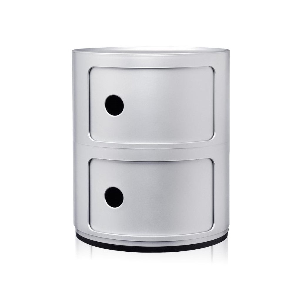 Kartell Componibili Kast Ø 32 cm - 2 Modules - Mat Zilver