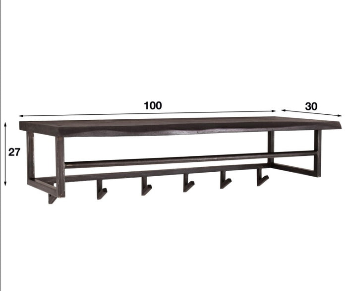 LT-Luce Kapstok Yucon Zwart Boomstam Hout 6 Haken 100cm