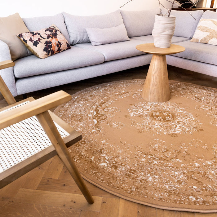 Interieur05 Rond Vintage Vloerkleed Keshan cognac|bruin - 190 cm