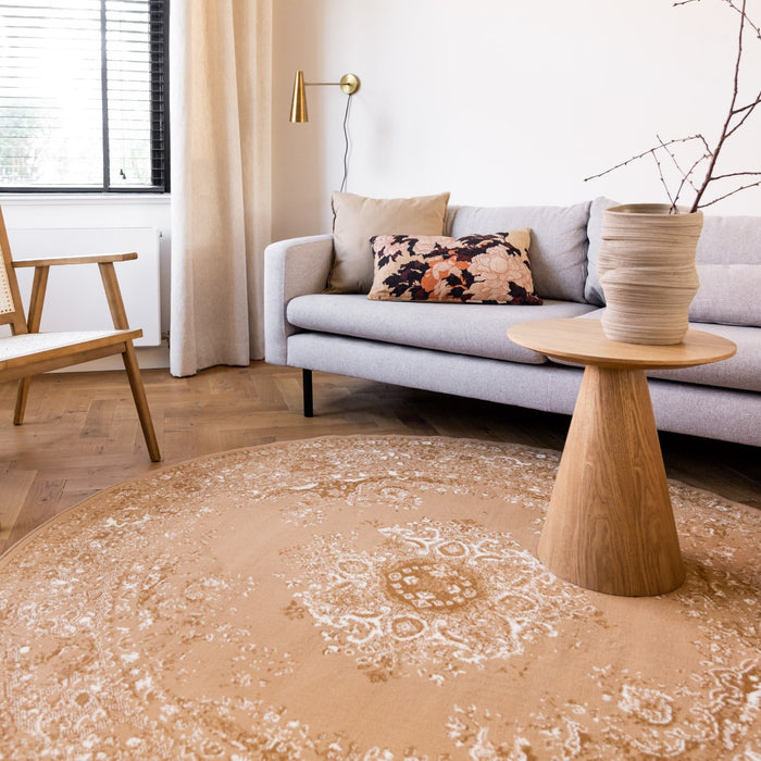 Interieur05 Rond Vintage Vloerkleed Keshan cognac|bruin - 190 cm