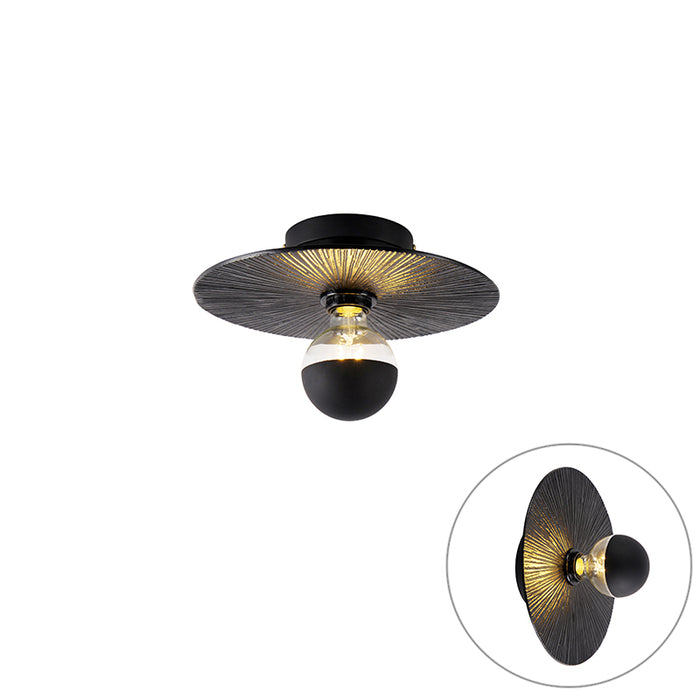 QAZQA Oosterse plafondlamp zwart rond - Konge