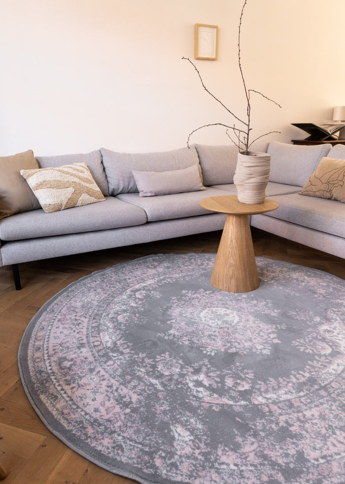 Interieur05 Rond Vintage Vloerkleed Keshan Grijs - 190 cm