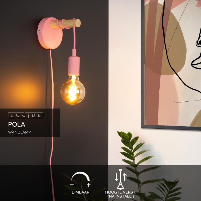Lucide POLA Wandlamp - Roze