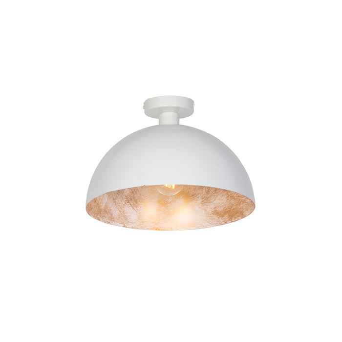QAZQA Industriële plafondlamp wit met goud 35 cm - Magna