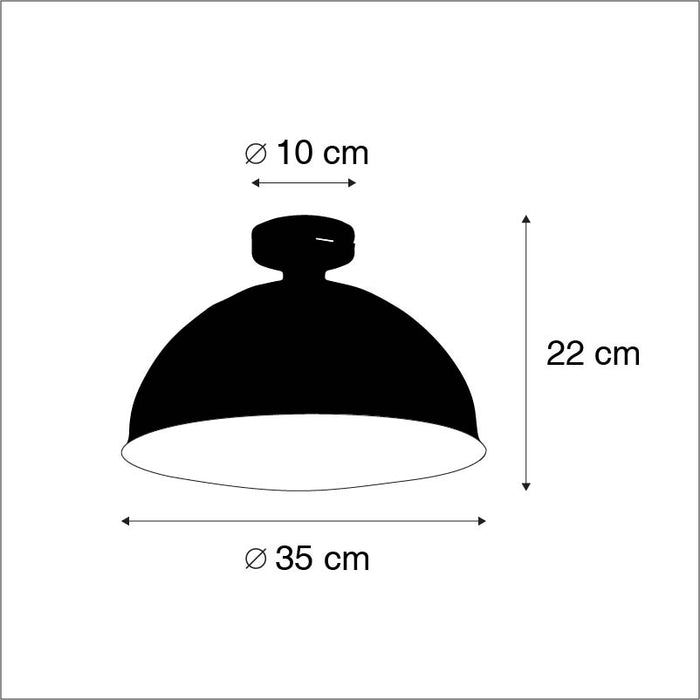 QAZQA Industriële plafondlamp wit met goud 35 cm - Magna