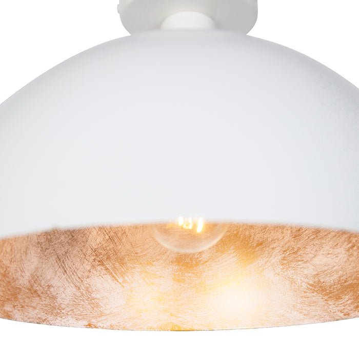 QAZQA Industriële plafondlamp wit met goud 35 cm - Magna
