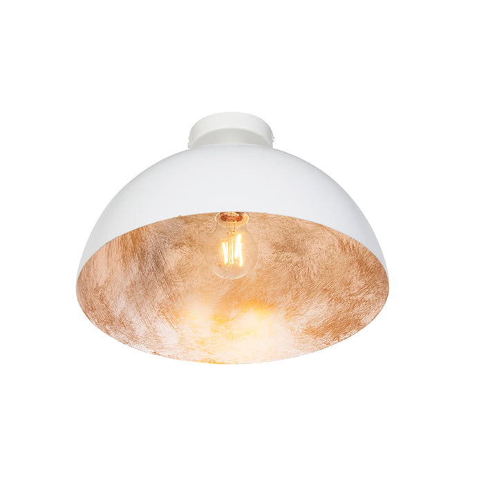 QAZQA Industriële plafondlamp wit met goud 35 cm - Magna