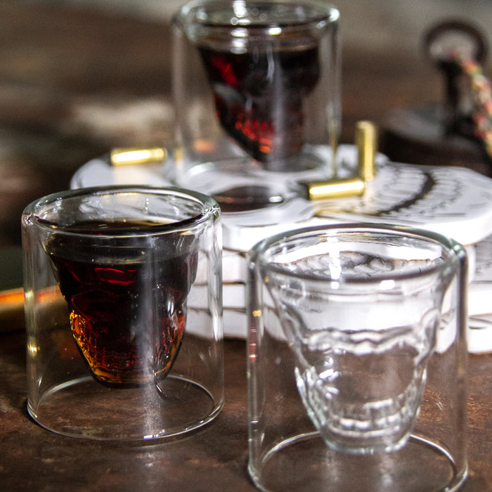 Aretica Shot glaasje Skull set van 4 glas -