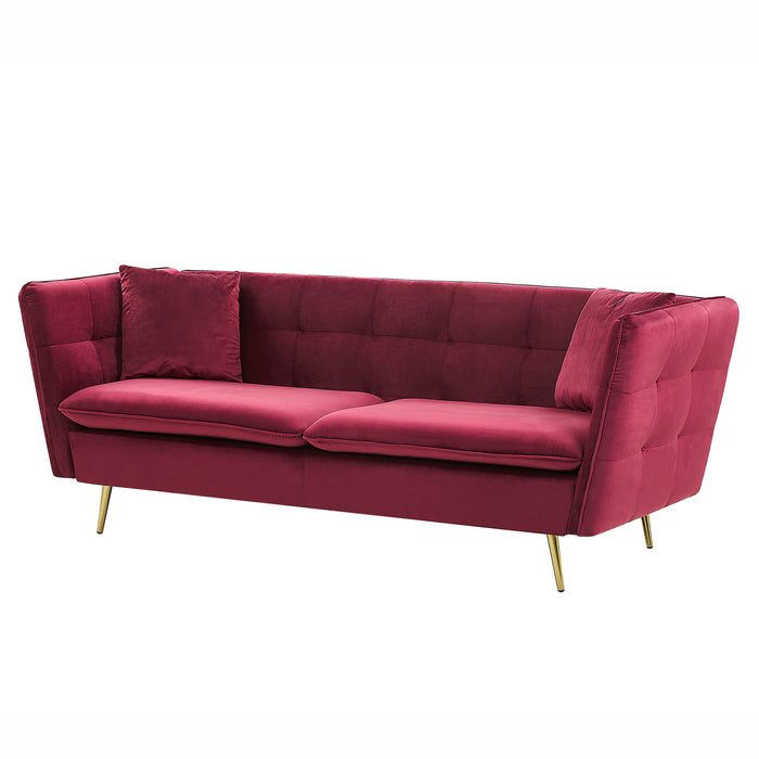 Beliani - FREDERICA - Driezitsbank - Donkerrood - Fluweel