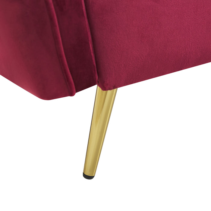 Beliani - FREDERICA - Driezitsbank - Donkerrood - Fluweel