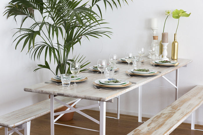 Inklapbare picknickset Berlijn 200 cm whitewash