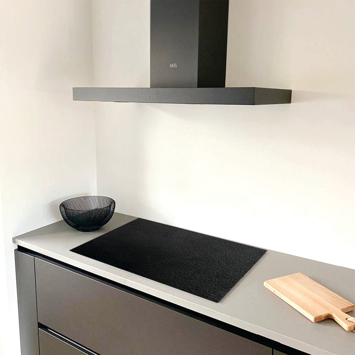 Inductie Beschermer - Leer Effen Zwart - 81x52cm