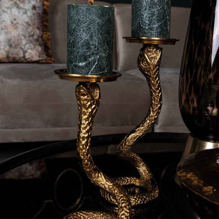 PTMD Eliza Ronde Kandelaar - H30 x Ø10 cm - Aluminium - Goud