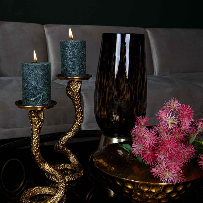 PTMD Eliza Ronde Kandelaar - H30 x Ø10 cm - Aluminium - Goud