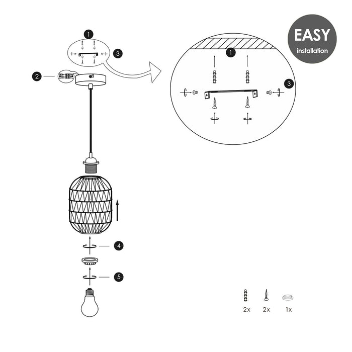 Home sweet home Rope Hanglamp - Zwart