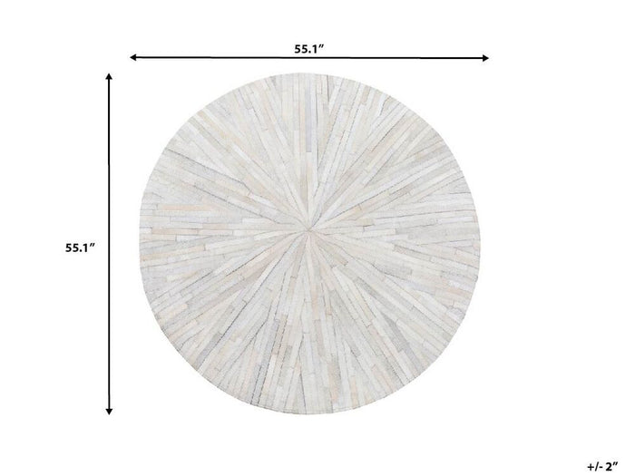 Beliani-SIMAV-Laagpolig vloerkleed-Wit-140 cm-Koeienhuid leer