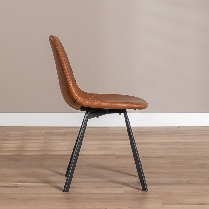 Bronx71 Industriële eetkamerstoel Logan cognac eco-leer