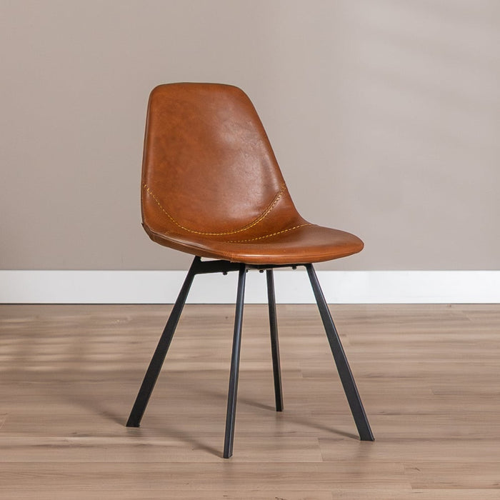 Bronx71 Industriële eetkamerstoel Logan cognac eco-leer