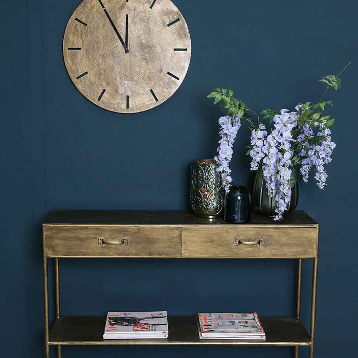 PTMD Simple Sidetable met 2 lades - 122 x 31 x 81 cm - Metaal - Goud