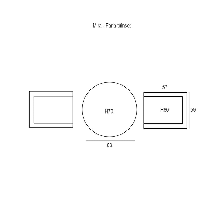 Garden Impressions Mira balkonset - Faria tuintafel Ø 60cm - okergeel