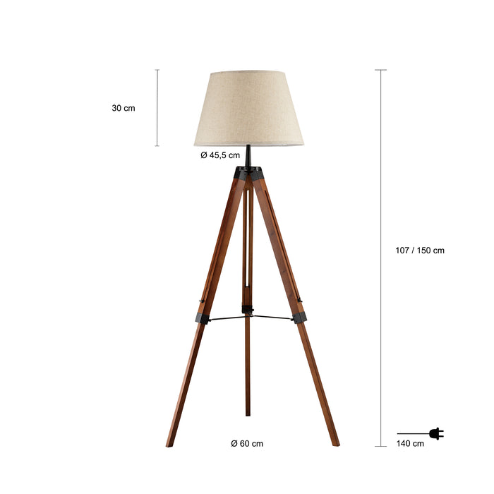 QUVIO Vloerlamp driepoot hout met beige kap - QUV5041L-WOOD