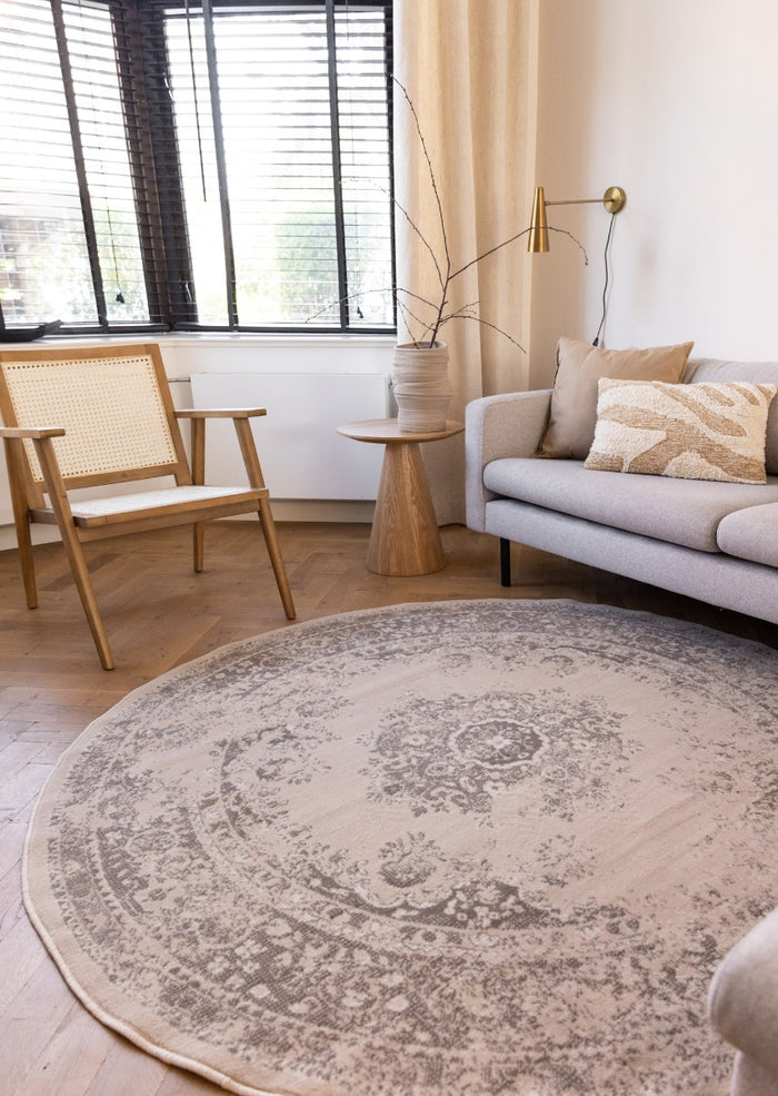 Interieur05 Rond Vintage Vloerkleed Keshan zand|beige-160  cm