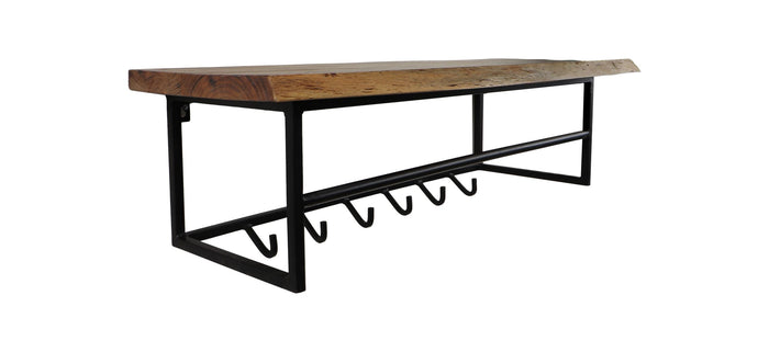 Kapstok - 90x30x30 - Naturel|zwart - Acaciahout|metaal