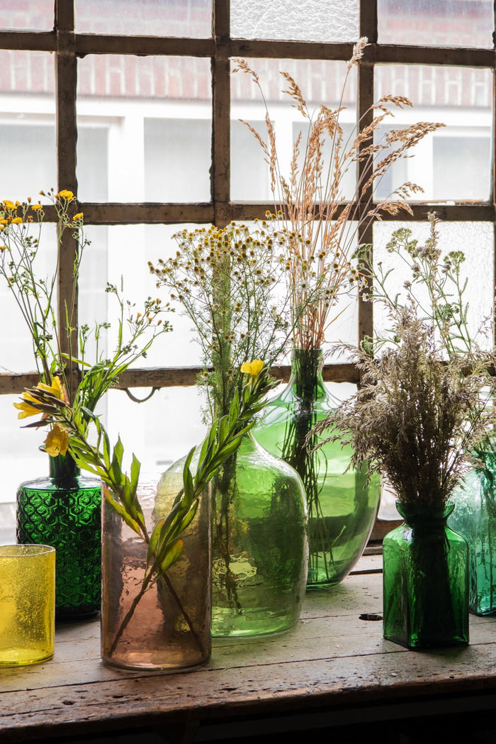 Clayre & Eef Vaas Ø 30*23 cm Groen Glas Glazen Vaas Decoratie Vaas