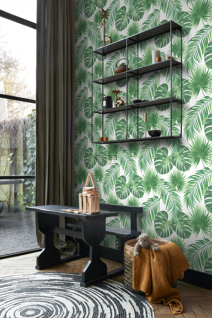 ESTAhome behang tropische bladeren groen - 0,53 x 10,05 m - 139013