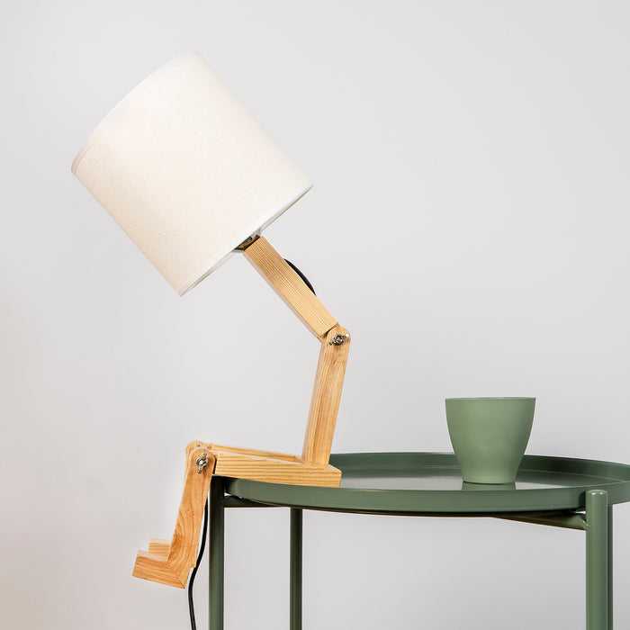 QUVIO Tafellamp hout en stof mannetje - QUV5117L - White