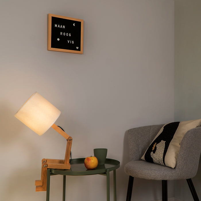 QUVIO Tafellamp hout en stof mannetje - QUV5117L - White