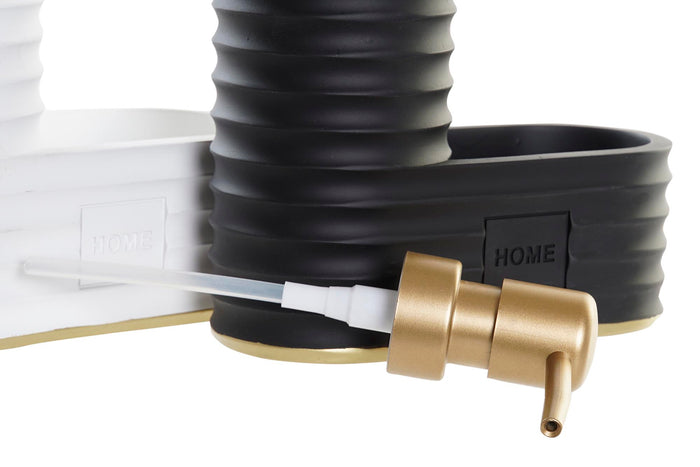 CASA DI ELTURO Zeep pompje|dispenser met Beker & Sponsje - ZwartGoud