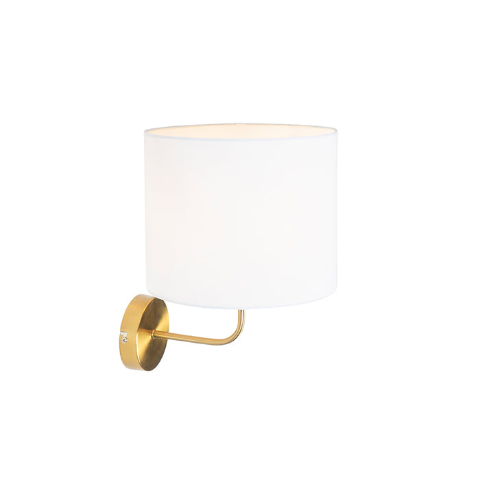 QAZQA Klassieke wandlamp goud stoffen kap wit - Cas