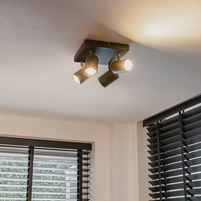 QAZQA Moderne plafondlamp zwart 4-lichts verstelbaar vierkant - Jeana