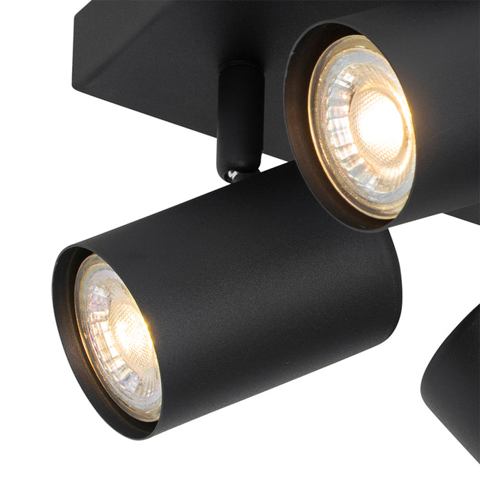 QAZQA Moderne plafondlamp zwart 4-lichts verstelbaar vierkant - Jeana