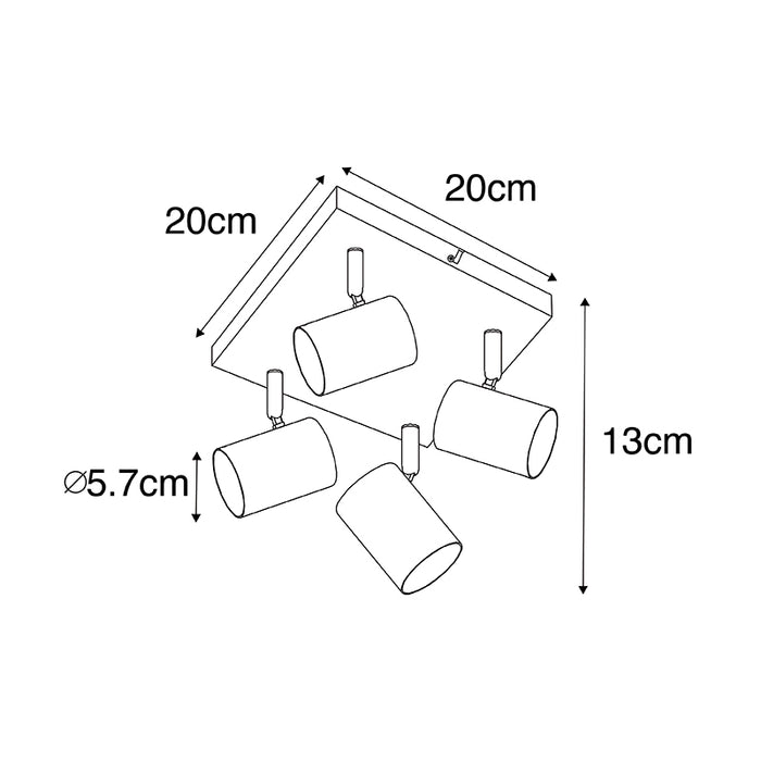 QAZQA Moderne plafondlamp zwart 4-lichts verstelbaar vierkant - Jeana