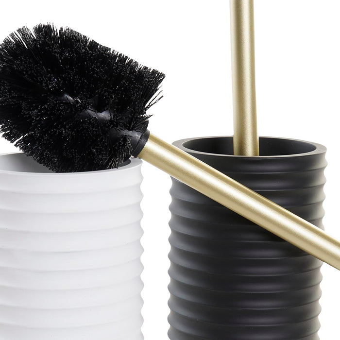 CASA DI ELTURO Toiletborstel met houder Curve - Wit|Goud - H40 cm