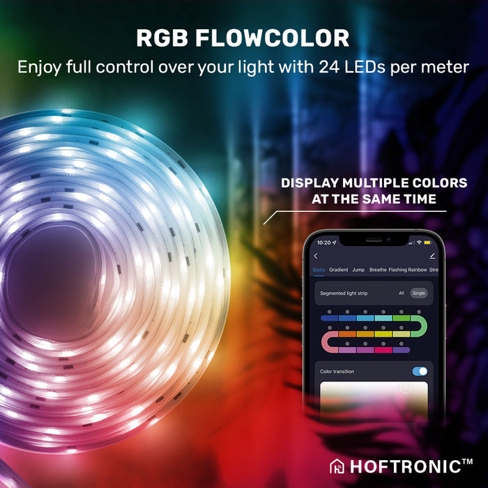 Smart LED Strip 10m (2x5 m) - IP67 waterdicht voor buiten - 12V - RGB
