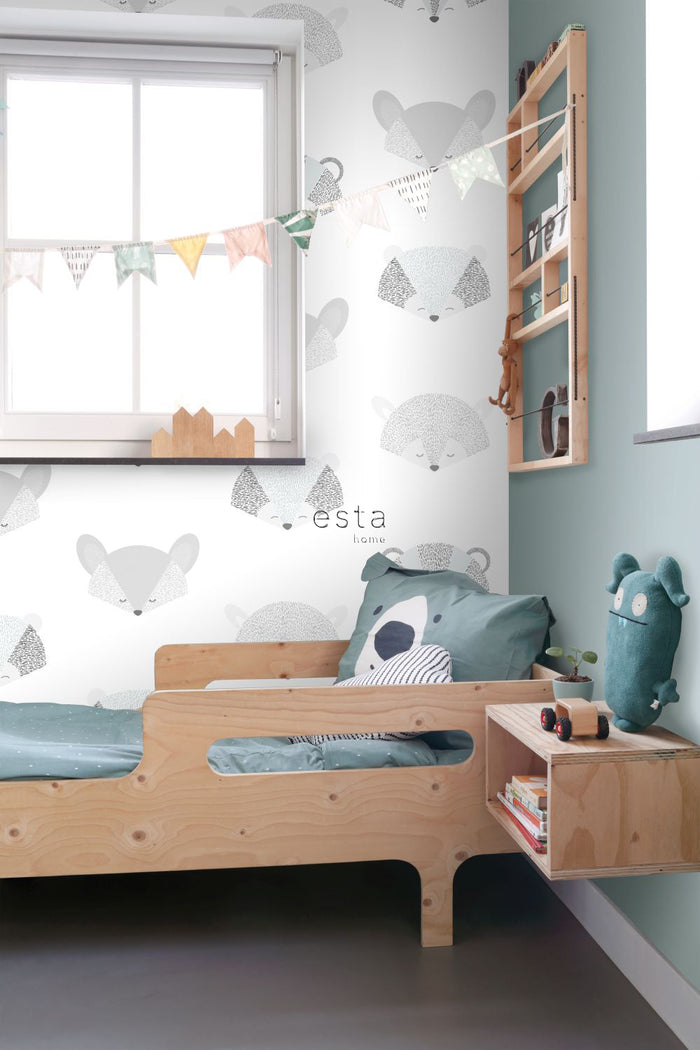 ESTAhome XXL behang dierenkoppen lichtgrijs - 50 x 900 cm - 158832