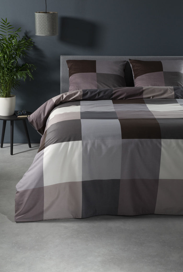 Ten Cate Katoenen Dekbedovertrek - 240x200|220 - Block Antraciet