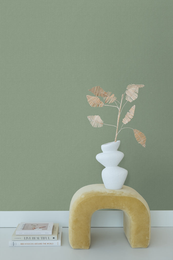 ESTAhome behang linnenstructuur jade groen - 0,53 x 10,05 m - 148745